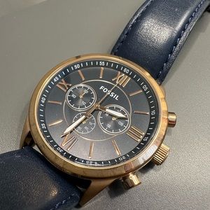 Fossil Navy Blue and Rose Gold Watch, BQ1695IE